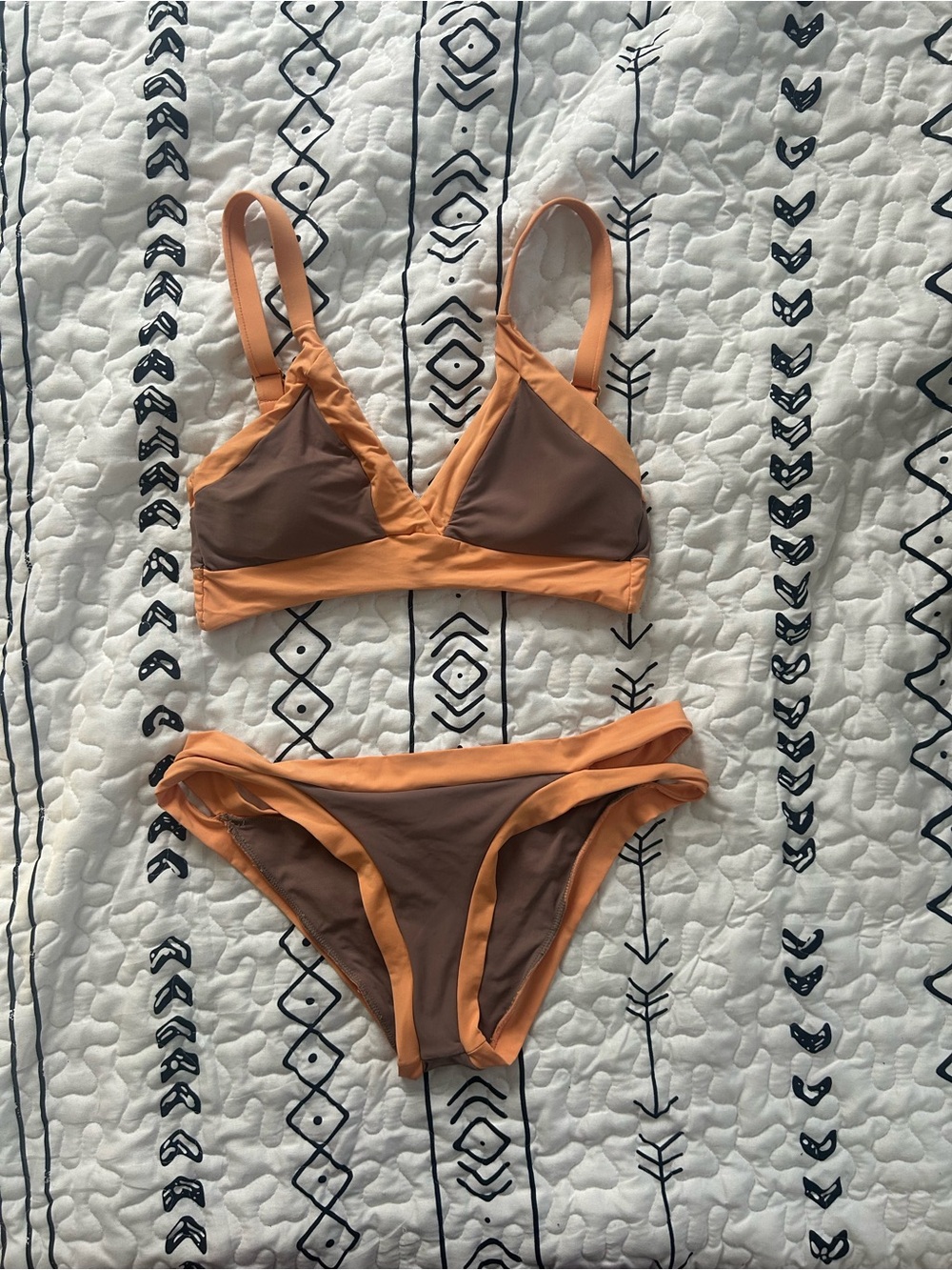 Two-Tone Orange and Brown Women's Bikini Set Brand New Condition